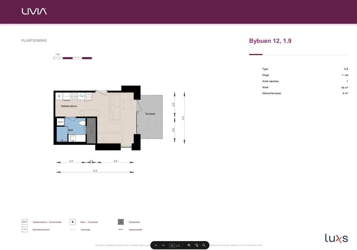 1-vær. lejlighed på 47 m² - Skovlunde