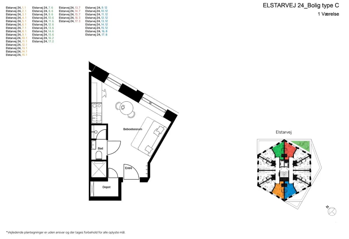 1-vær. lejlighed på 36 m² - Valby