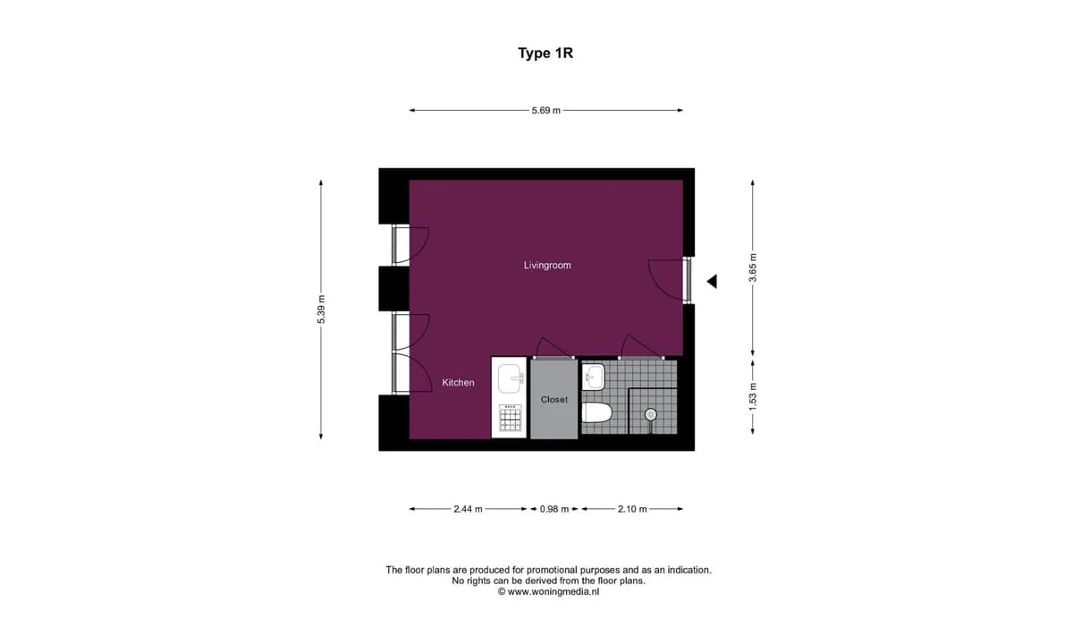 1-vær. lejlighed på 35 m² - København SV