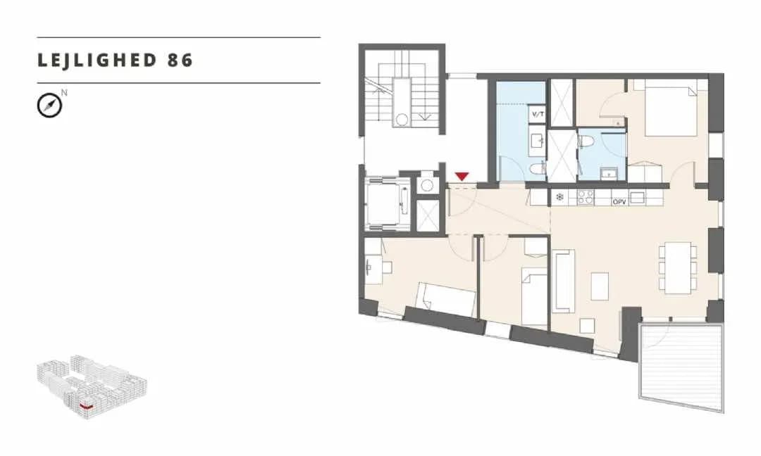 4-vær. lejlighed på 103 m² - København S