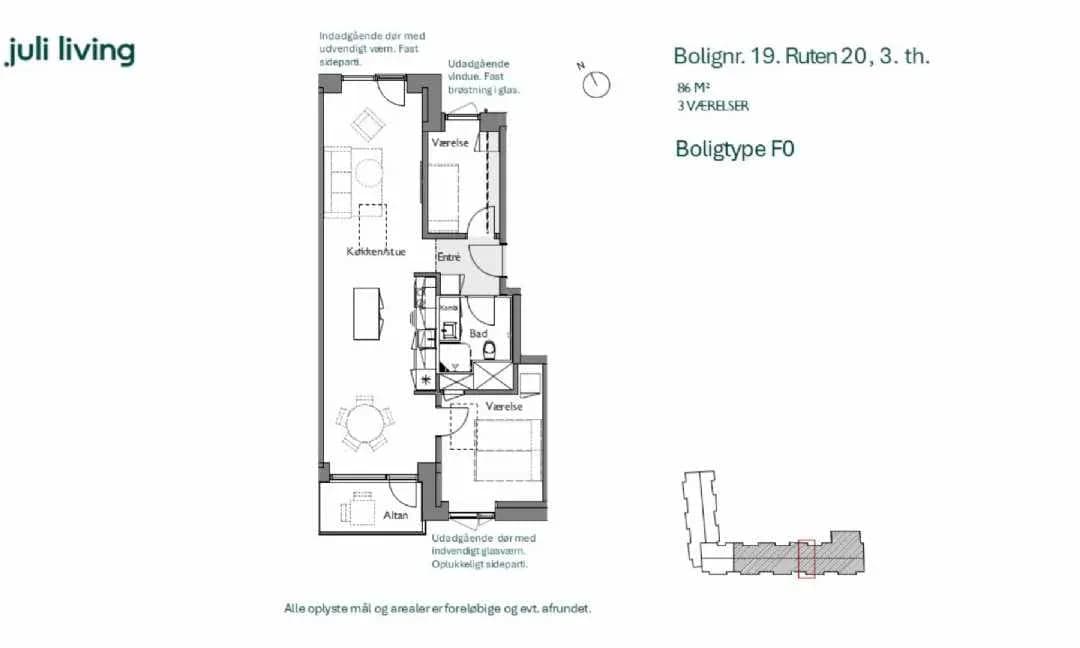 3-vær. lejlighed på 86 m² - Brønshøj