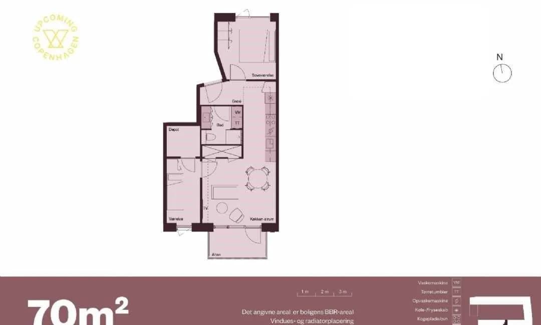 3-vær. lejlighed på 70 m² - København S
