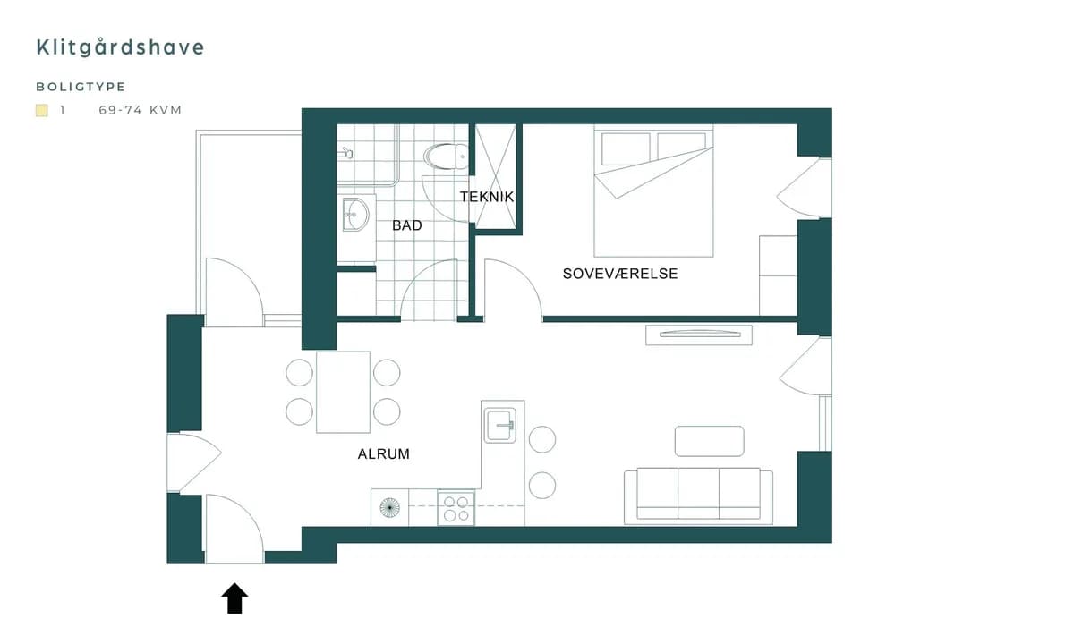 2-vær. lejlighed på 71 m² - Risskov