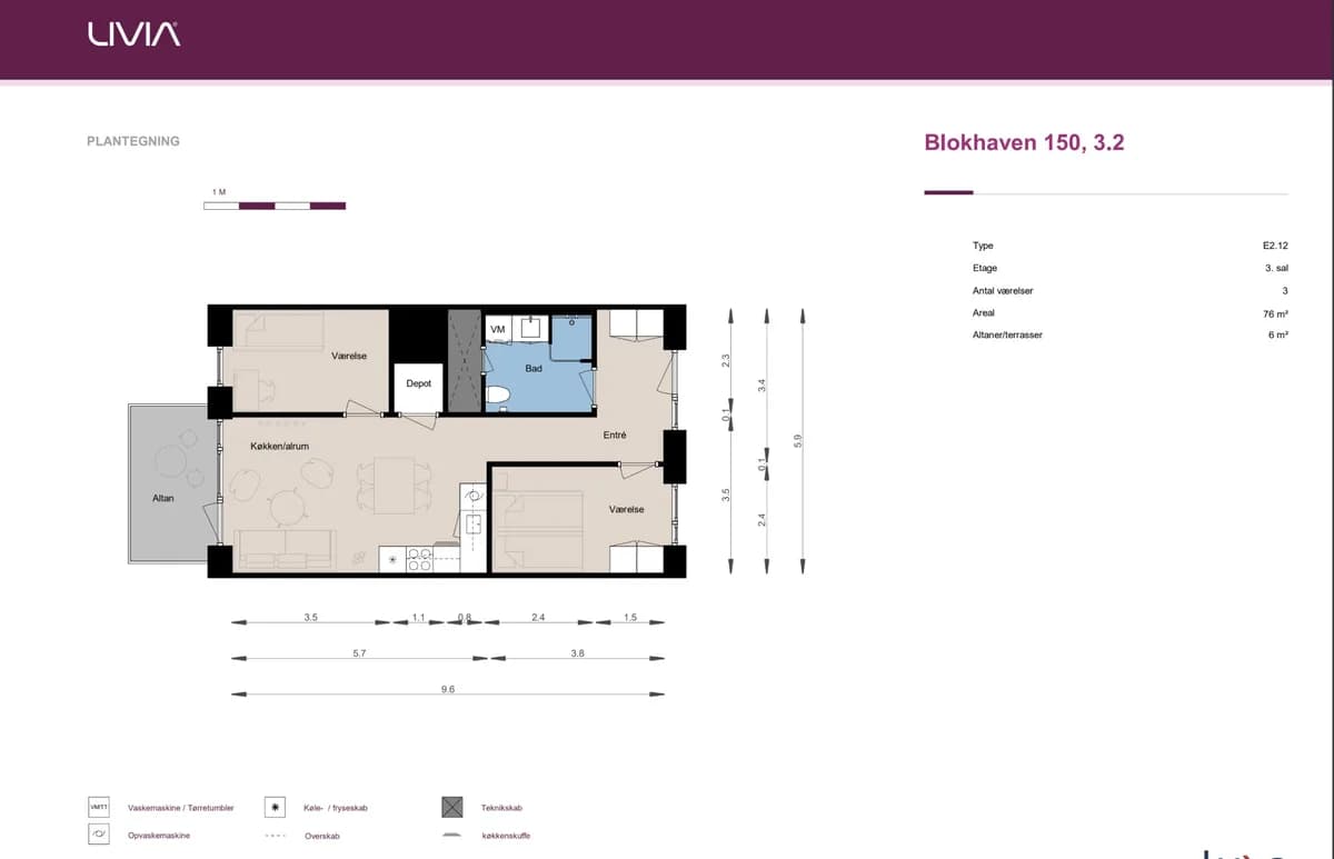 3-vær. lejlighed på 76 m² - Skovlunde