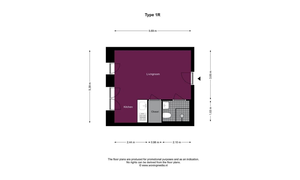 1-vær. lejlighed på 35 m² - København SV