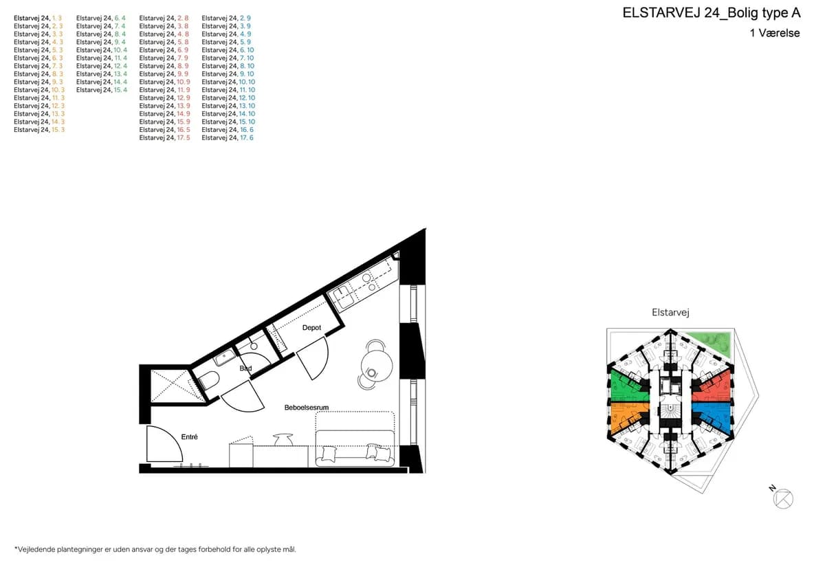 1-vær. lejlighed på 38 m² - Valby